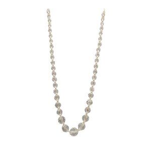 Vintage Faceted Clear Crystal Bead Necklace With Clasp 20 in READ ME